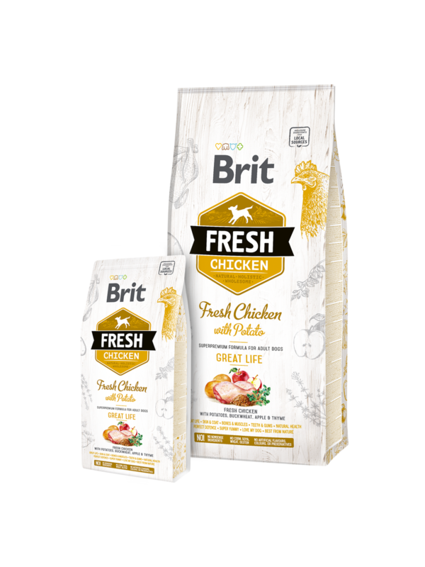 BRIT FRESH ADULT –CHICKEN WITH POTATO ALL BREED – GREAT LIFE -60% MEAT