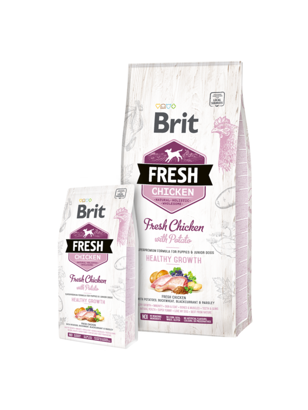 BRIT FRESH PUPPY - CHICKEN & POTATO ALL BREEDS –HEALTHY GROWTH -65% MEAT