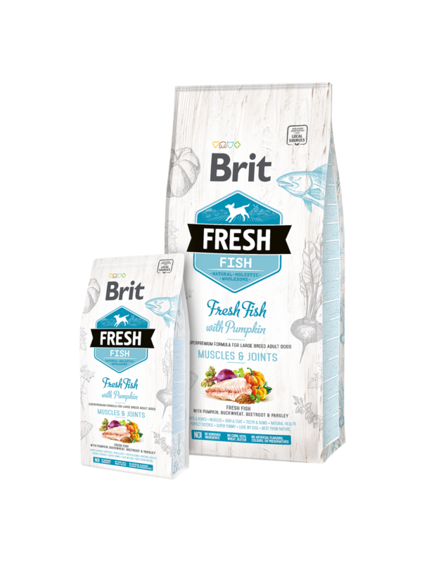 BRIT FRESH ADULT FISH & PUMPKIN LARGE BREEDS –MUSCLE & JOINT -60% meat